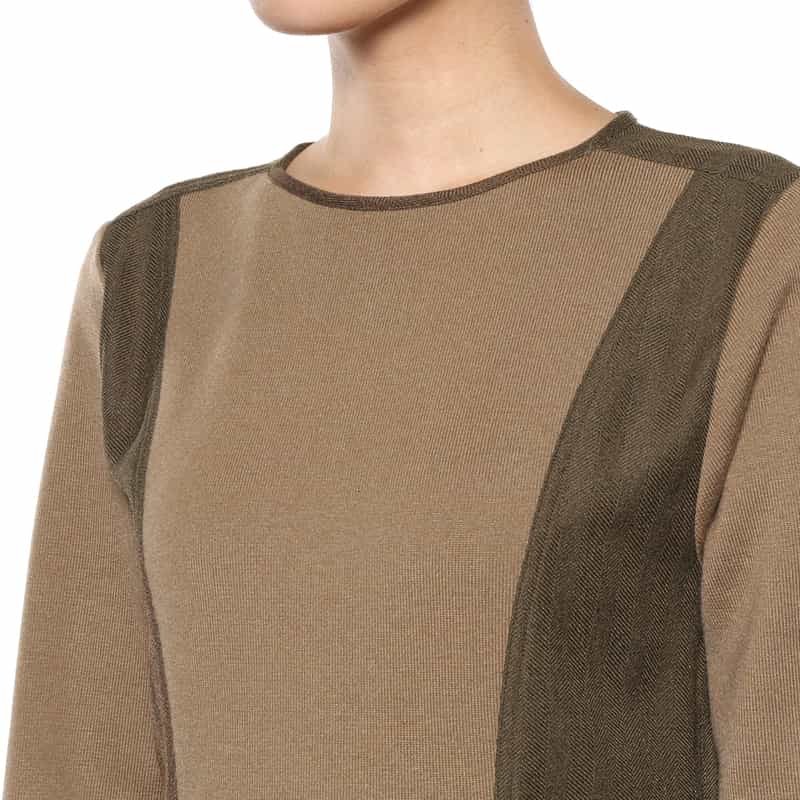 BARNEYS NEW YORK ウォッシャブル ニット×布帛切替ドレス BEIGE