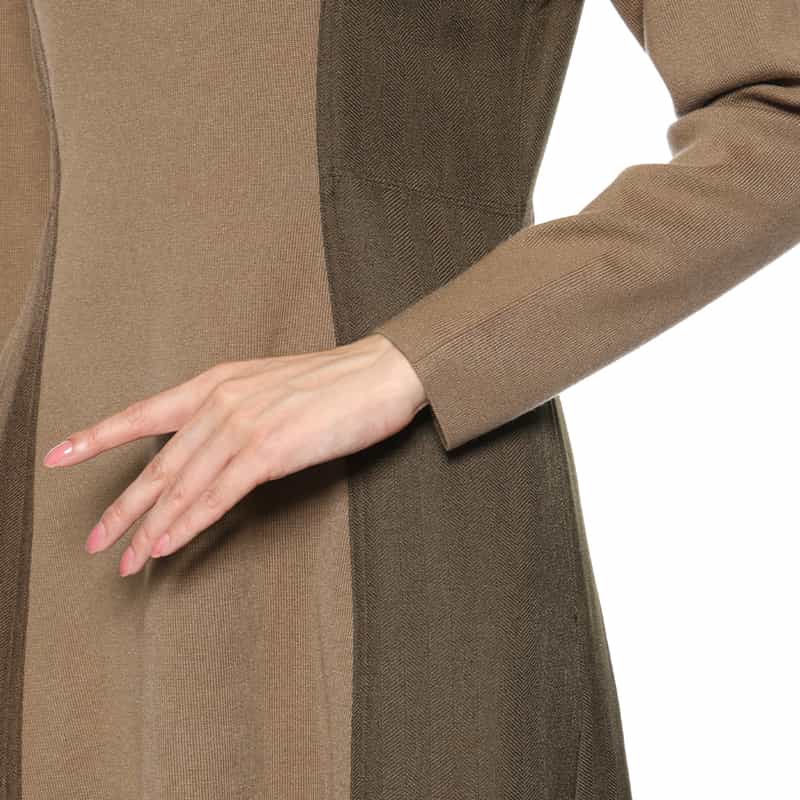 BARNEYS NEW YORK ウォッシャブル ニット×布帛切替ドレス BEIGE