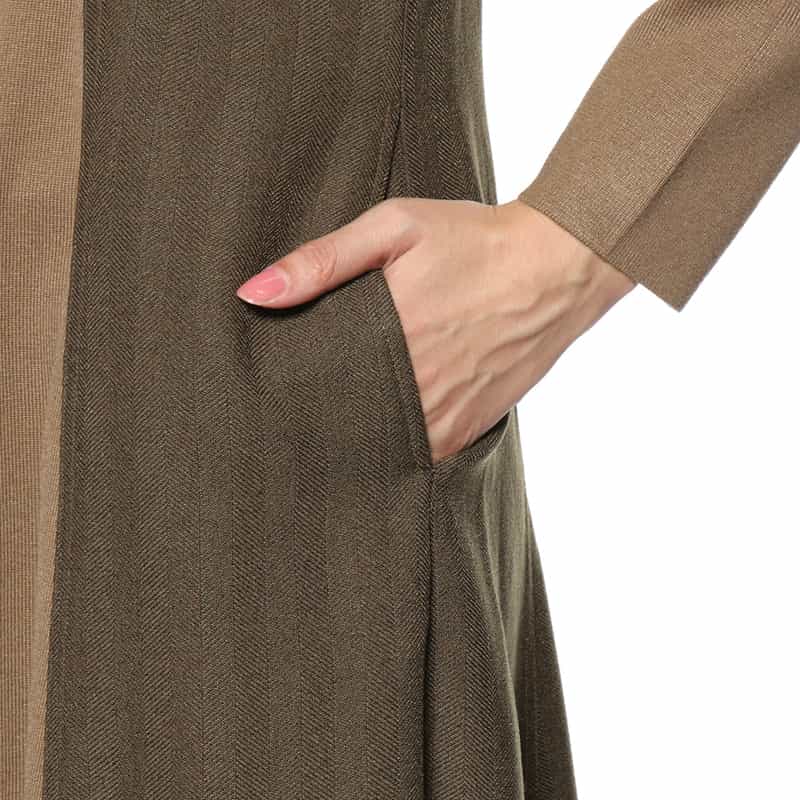 BARNEYS NEW YORK ウォッシャブル ニット×布帛切替ドレス BEIGE