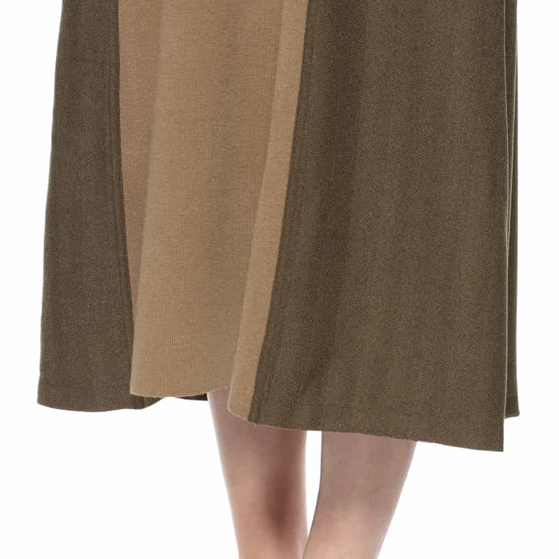 BARNEYS NEW YORK ウォッシャブル ニット×布帛切替ドレス BEIGE