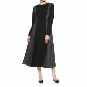 ウォッシャブル ニット×布帛切替ドレス