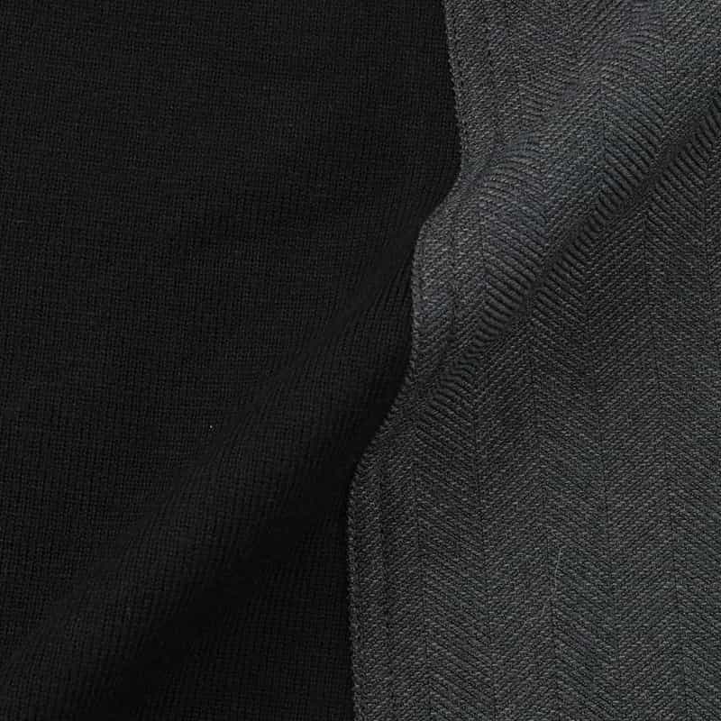 BARNEYS NEW YORK ウォッシャブル ニット×布帛切替ドレス BLACK