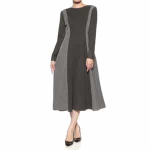 ウォッシャブル ニット×布帛切替ドレス