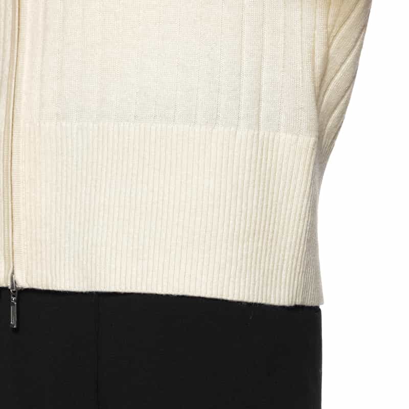 BARNEYS NEW YORK ジップアップ 襟付きリブニットカーディガン IVORY