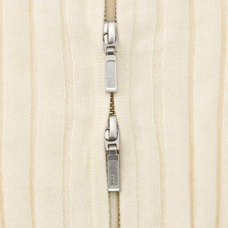 BARNEYS NEW YORK ジップアップ 襟付きリブニットカーディガン IVORY