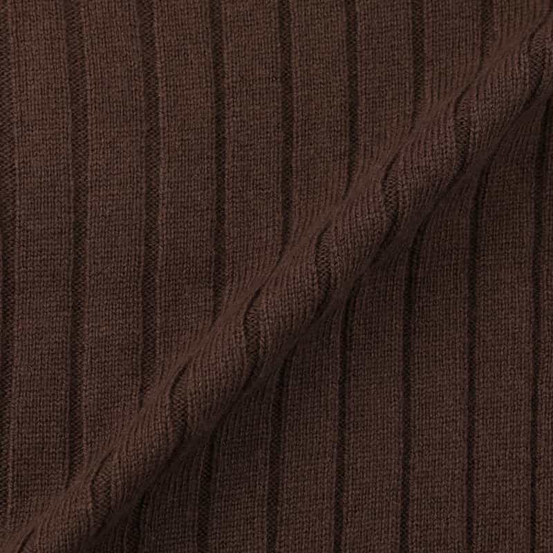 BARNEYS NEW YORK ジップアップ 襟付きリブニットカーディガン BROWN