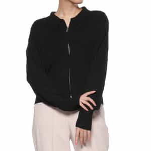 ジップアップ 襟付きリブニットカーディガン