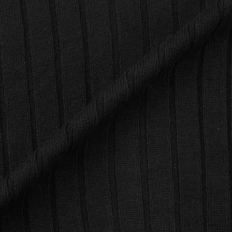 BARNEYS NEW YORK ジップアップ 襟付きリブニットカーディガン BLACK