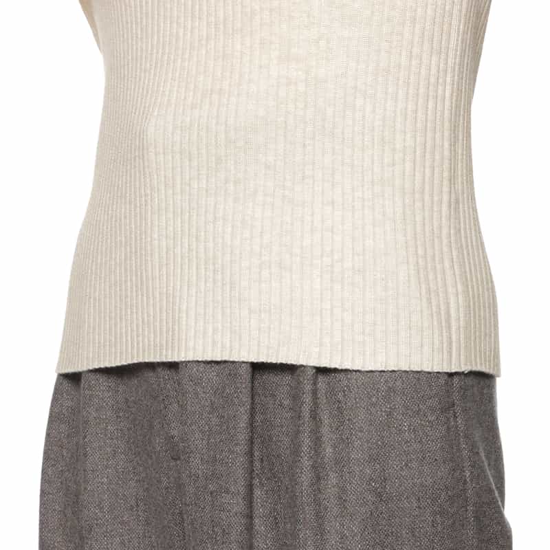 BARNEYS NEW YORK ウォッシャブル リブポロニットプルオーバー IVORY