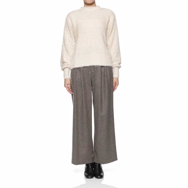 BARNEYS NEW YORK ウォッシャブル フェザーヤーン ラメニットプルオーバー IVORY