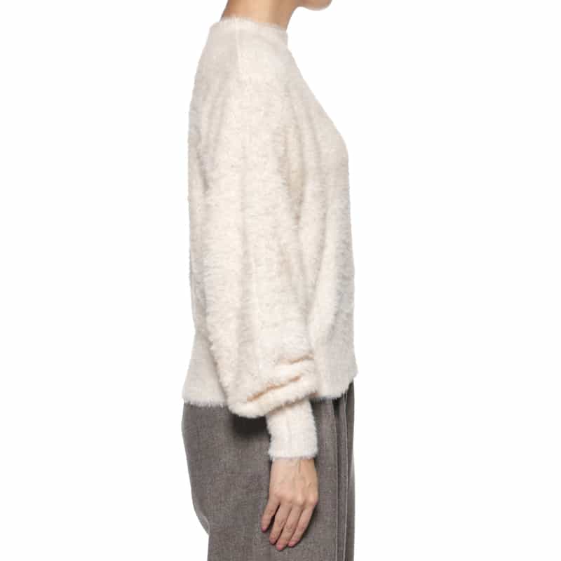 BARNEYS NEW YORK ウォッシャブル フェザーヤーン ラメニットプルオーバー IVORY