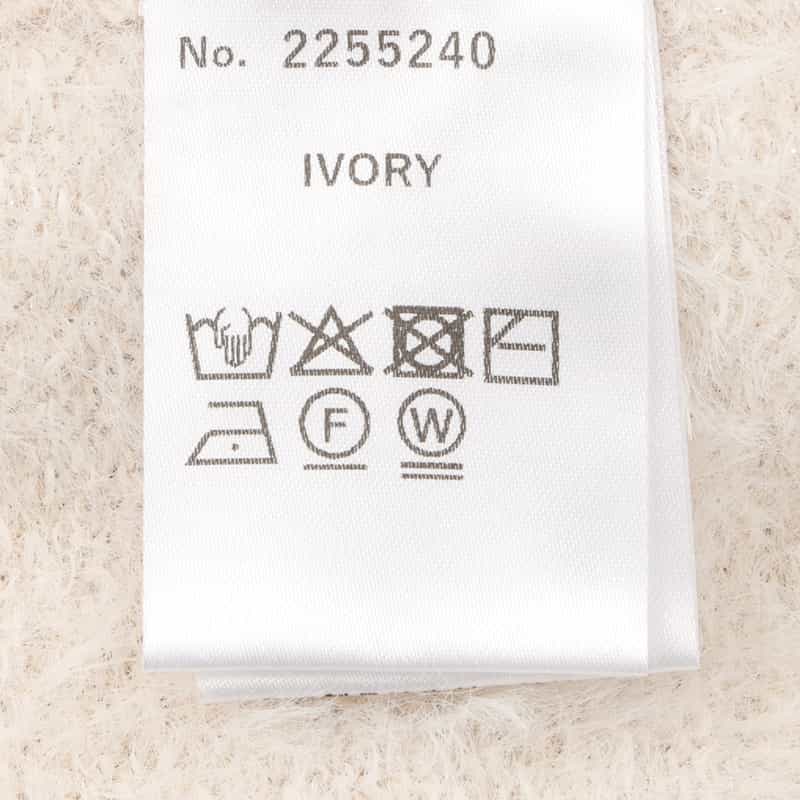 BARNEYS NEW YORK ウォッシャブル フェザーヤーン ラメニットプルオーバー IVORY