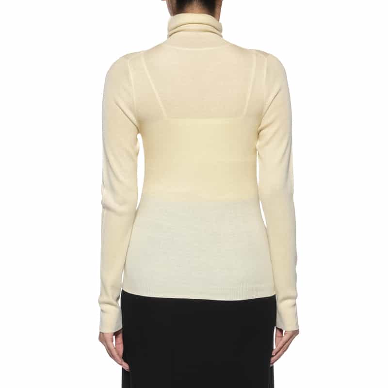 BARNEYS NEW YORK タートルネック ウールリブニットプルオーバー WHITE