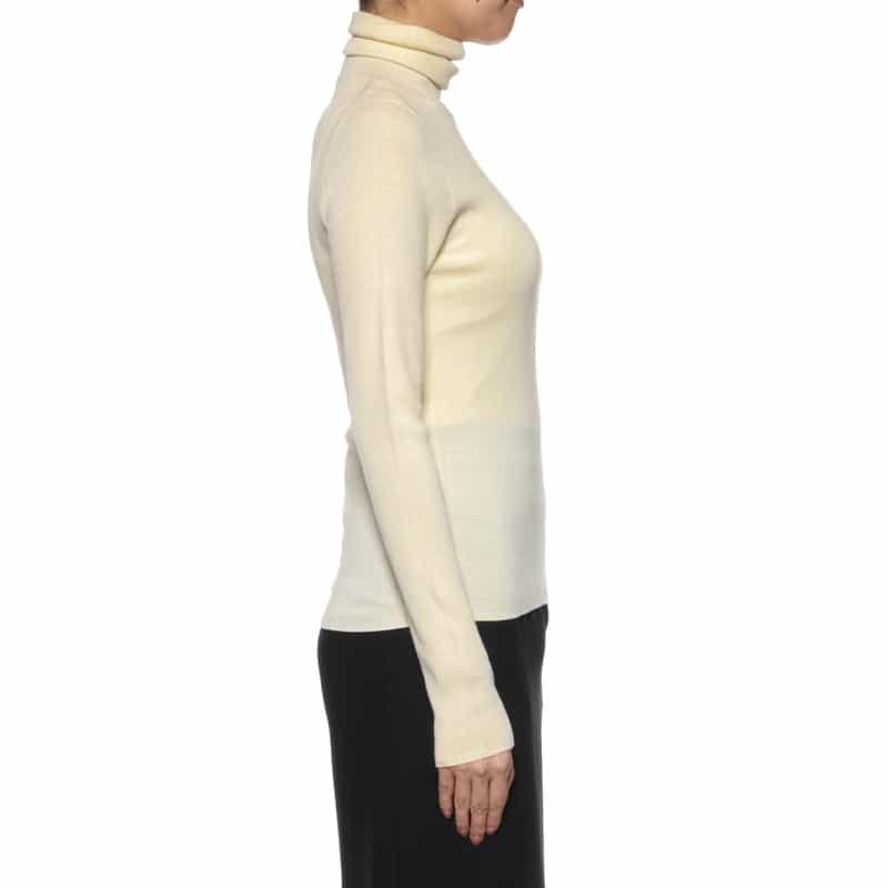 BARNEYS NEW YORK タートルネック ウールリブニットプルオーバー WHITE