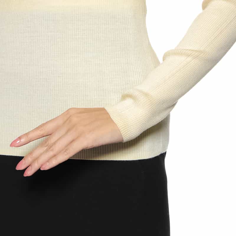 BARNEYS NEW YORK タートルネック ウールリブニットプルオーバー WHITE