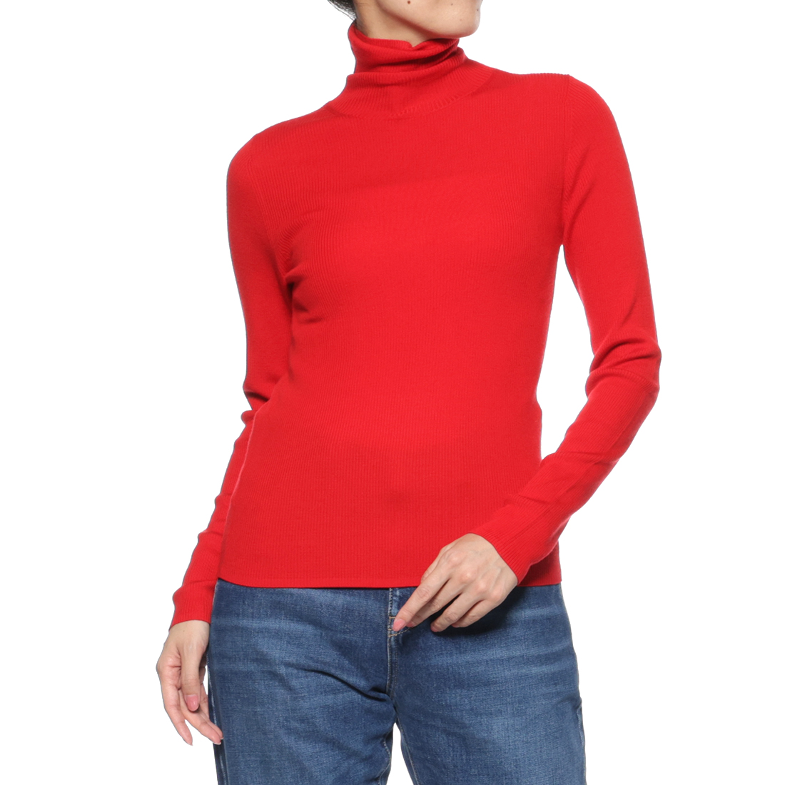 タートルネック ウールリブニットプルオーバー