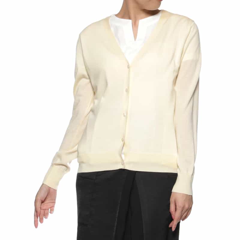 BARNEYS NEW YORK Vネック ウールニットカーディガン WHITE
