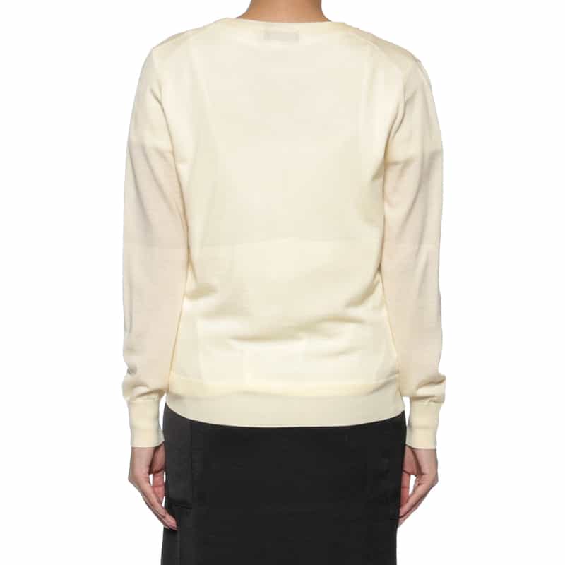 BARNEYS NEW YORK Vネック ウールニットカーディガン WHITE