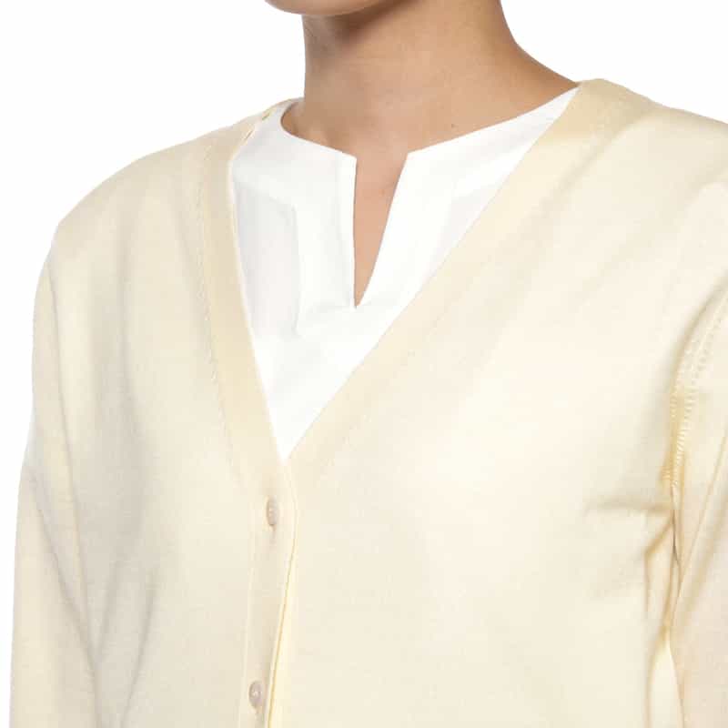 BARNEYS NEW YORK Vネック ウールニットカーディガン WHITE