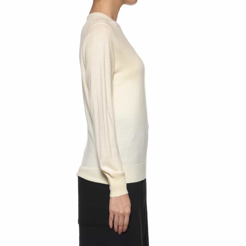 BARNEYS NEW YORK クルーネック ウールニットプルオーバー WHITE