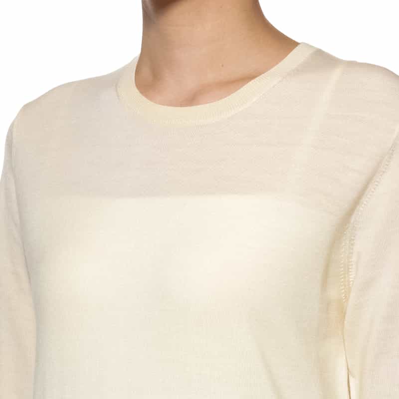 BARNEYS NEW YORK クルーネック ウールニットプルオーバー WHITE