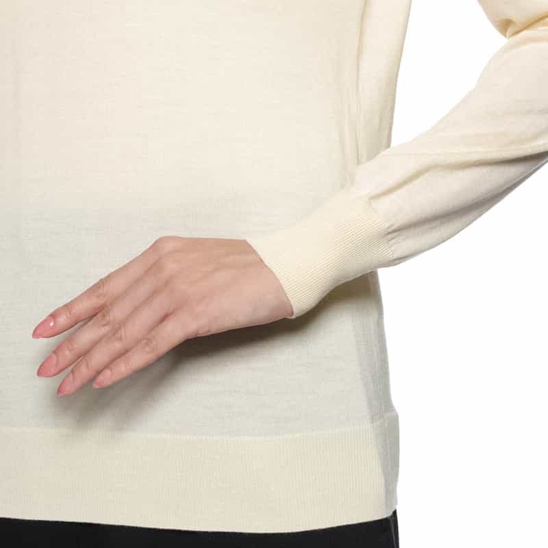 BARNEYS NEW YORK クルーネック ウールニットプルオーバー WHITE