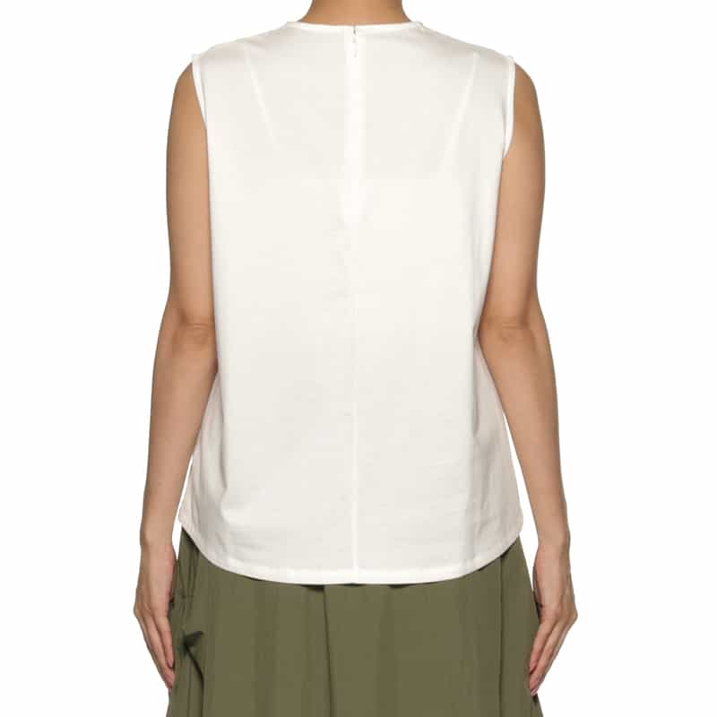 BARNEYS NEW YORK ウォッシャブル ノースリーブカットソー WHITE