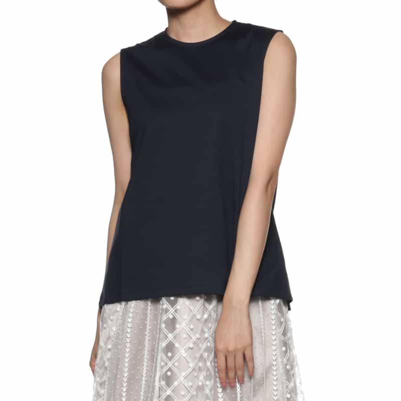 BARNEYS NEW YORK ウォッシャブル ノースリーブカットソー NAVY