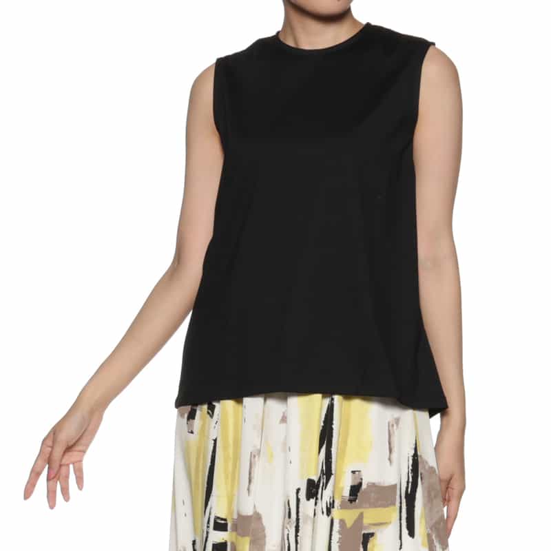 BARNEYS NEW YORK ウォッシャブル ノースリーブカットソー BLACK