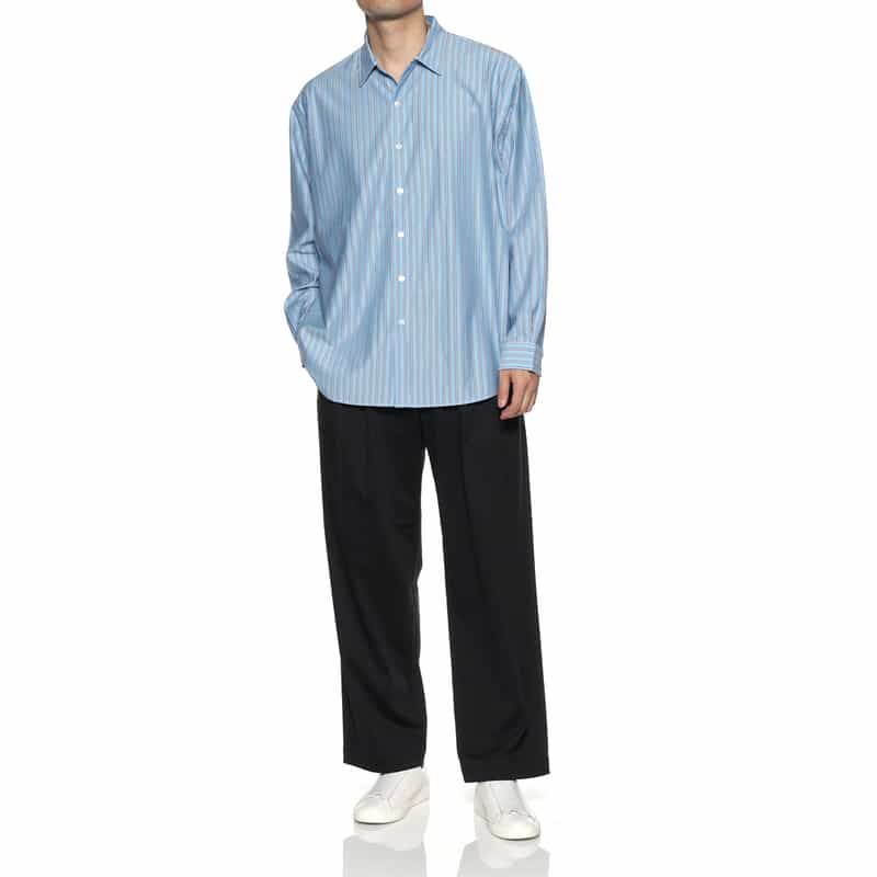 KANEMASA PHIL. KANEMASA PHIL.＜カネマサフィル＞ バーニーズ　ニューヨーク限定 ストライプ柄カジュアルシャツ BLUE