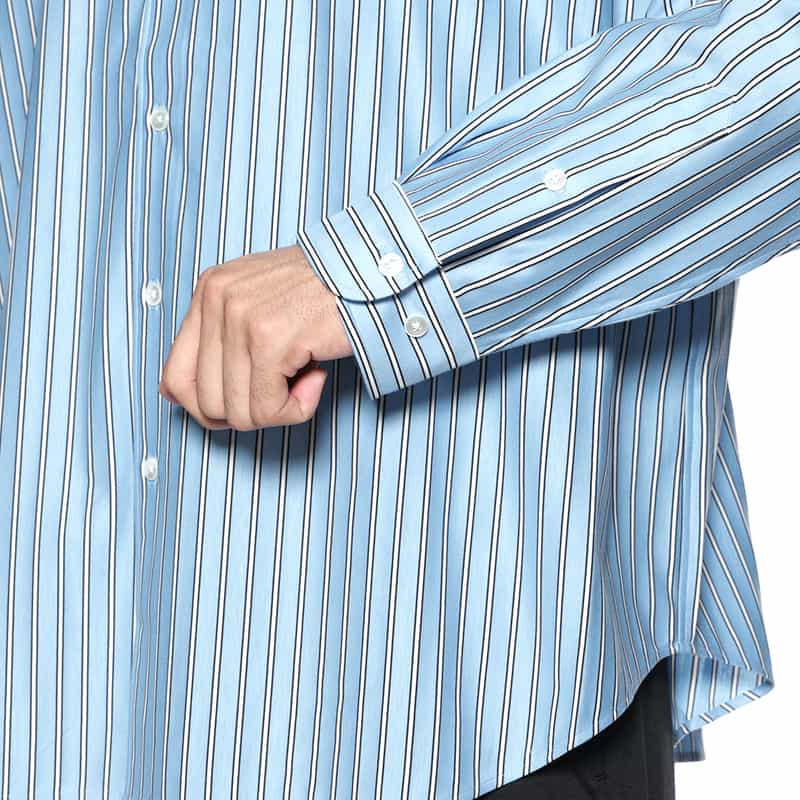 KANEMASA PHIL. KANEMASA PHIL.＜カネマサフィル＞ バーニーズ　ニューヨーク限定 ストライプ柄カジュアルシャツ BLUE