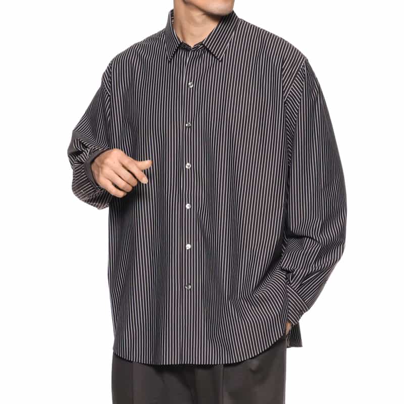 KANEMASA PHIL. KANEMASA PHIL.＜カネマサフィル＞ バーニーズ　ニューヨーク限定 ストライプ柄カジュアルシャツ DARK BROWN