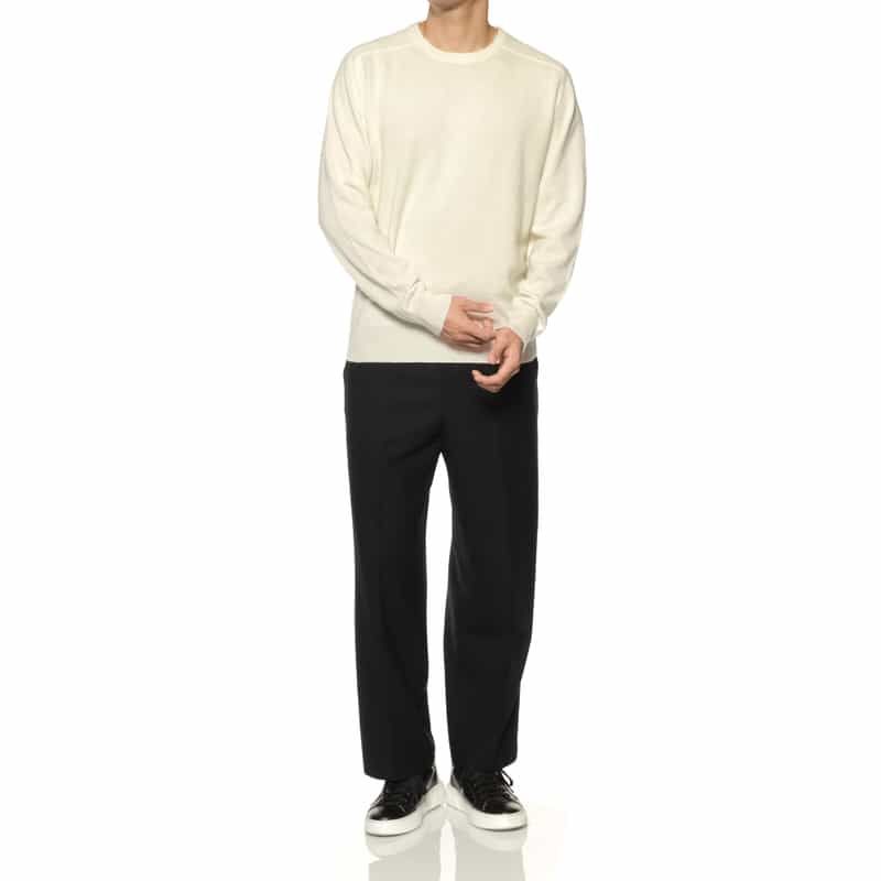 BARNEYS NEW YORK カシミヤ クルーネックニットプルオーバー OFF WHITE