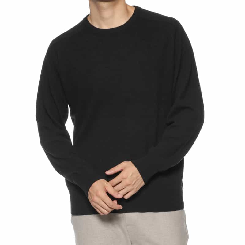 BARNEYS NEW YORK カシミヤ クルーネックニットプルオーバー BLACK