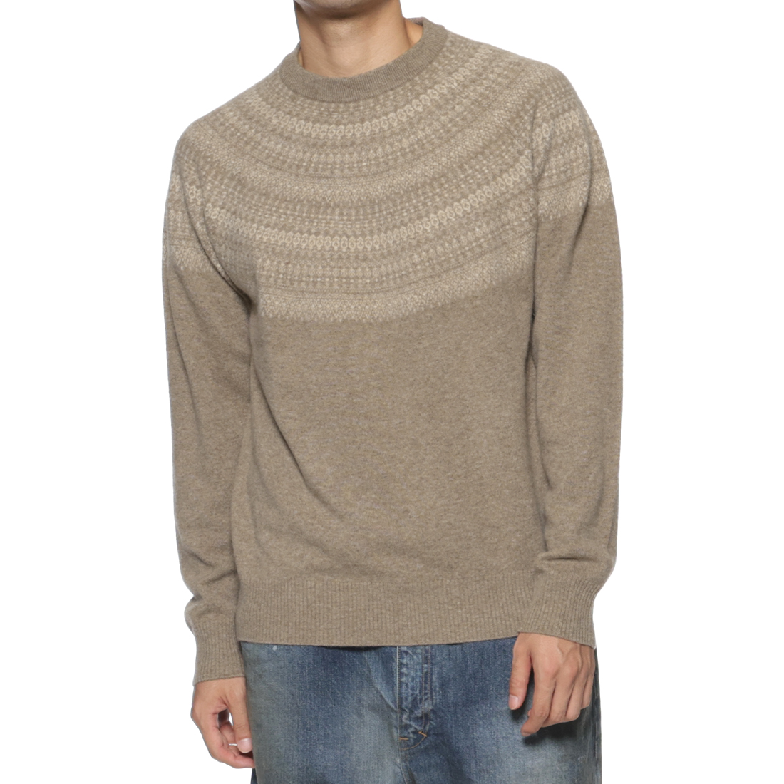 カシミヤ ノルディック柄ニットプルオーバー