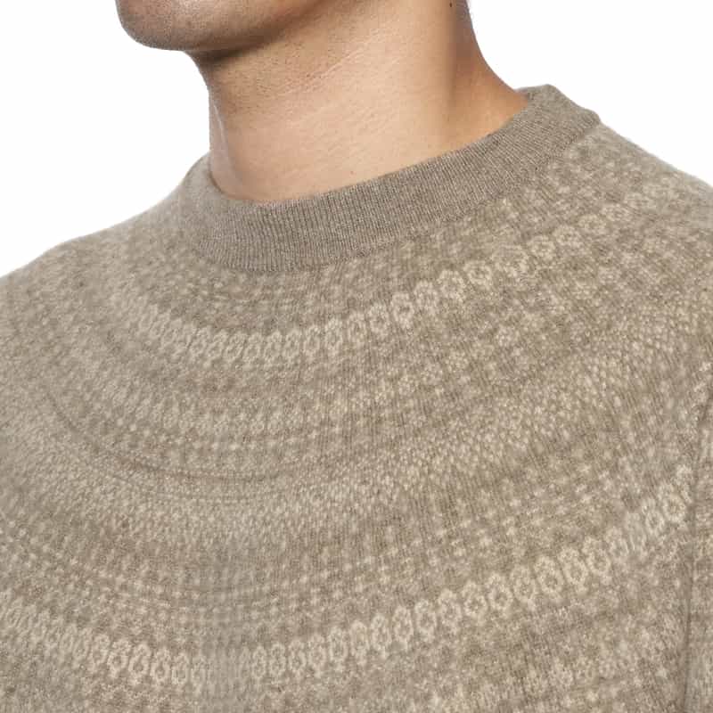 BARNEYS NEW YORK カシミヤ ノルディック柄ニットプルオーバー BEIGE