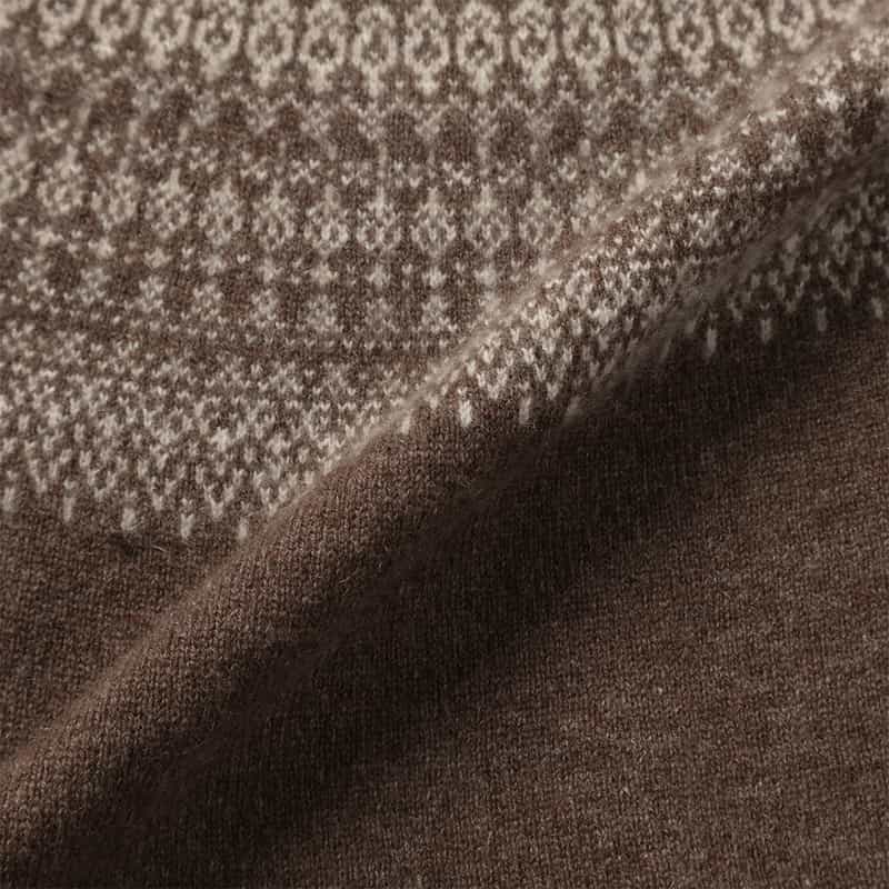 BARNEYS NEW YORK カシミヤ ノルディック柄ニットプルオーバー BROWN