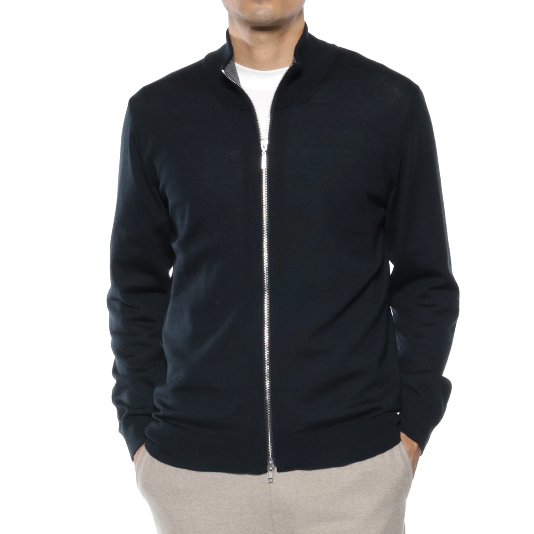 ジップアップ ウールニットカーディガン