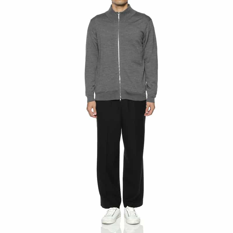 BARNEYS NEW YORK ジップアップ ウールニットカーディガン DARK GRAY