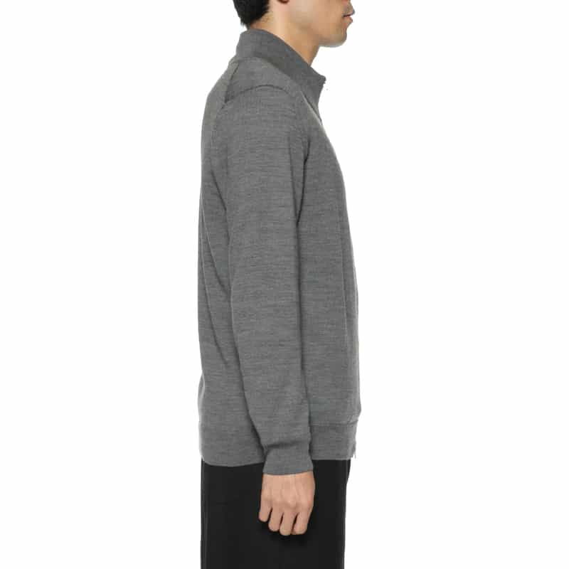 BARNEYS NEW YORK ジップアップ ウールニットカーディガン DARK GRAY