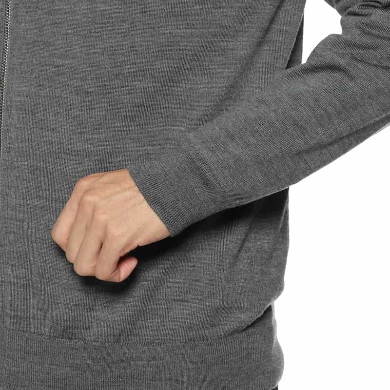 BARNEYS NEW YORK ジップアップ ウールニットカーディガン DARK GRAY