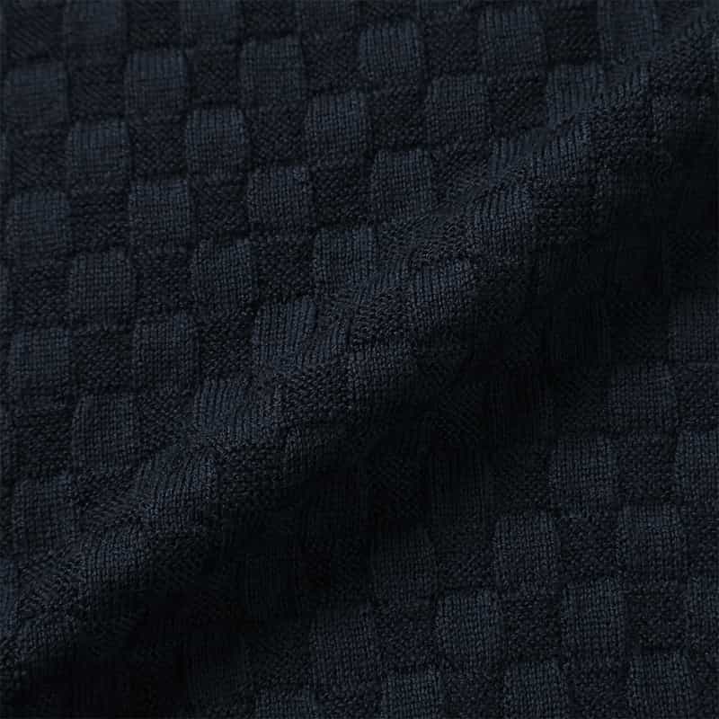 BARNEYS NEW YORK スキッパーニットポロシャツ NAVY