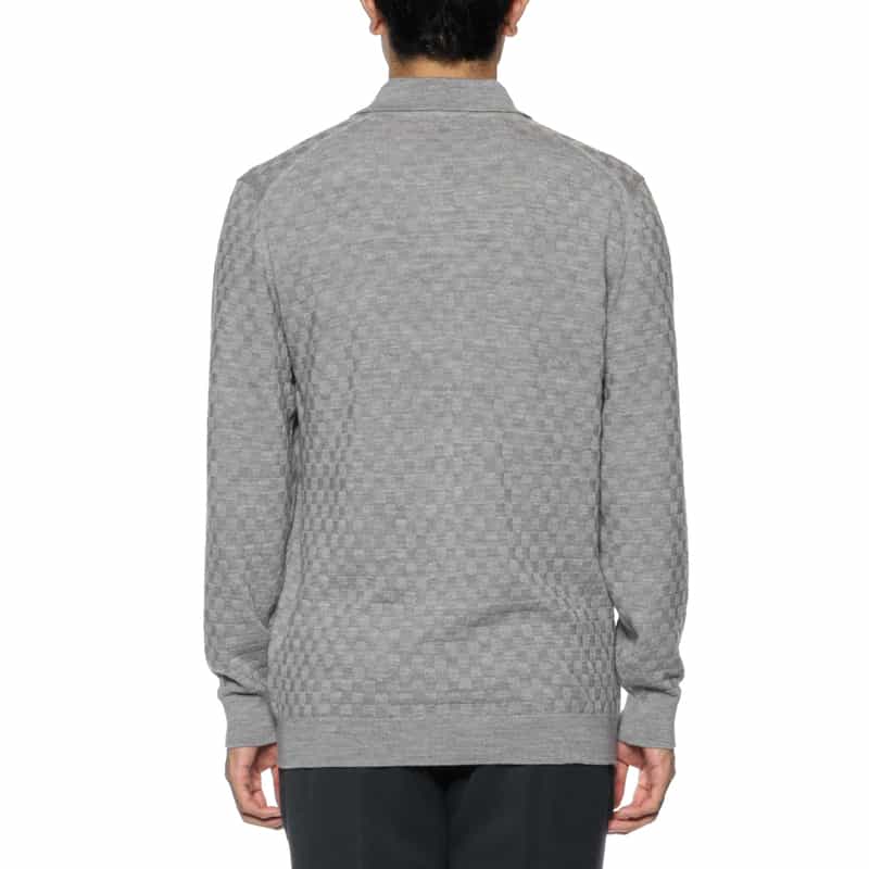 BARNEYS NEW YORK スキッパーニットポロシャツ GRAY