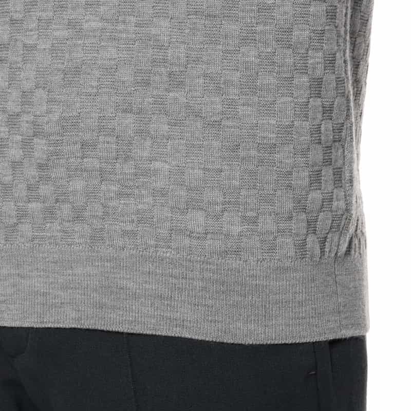 BARNEYS NEW YORK スキッパーニットポロシャツ GRAY