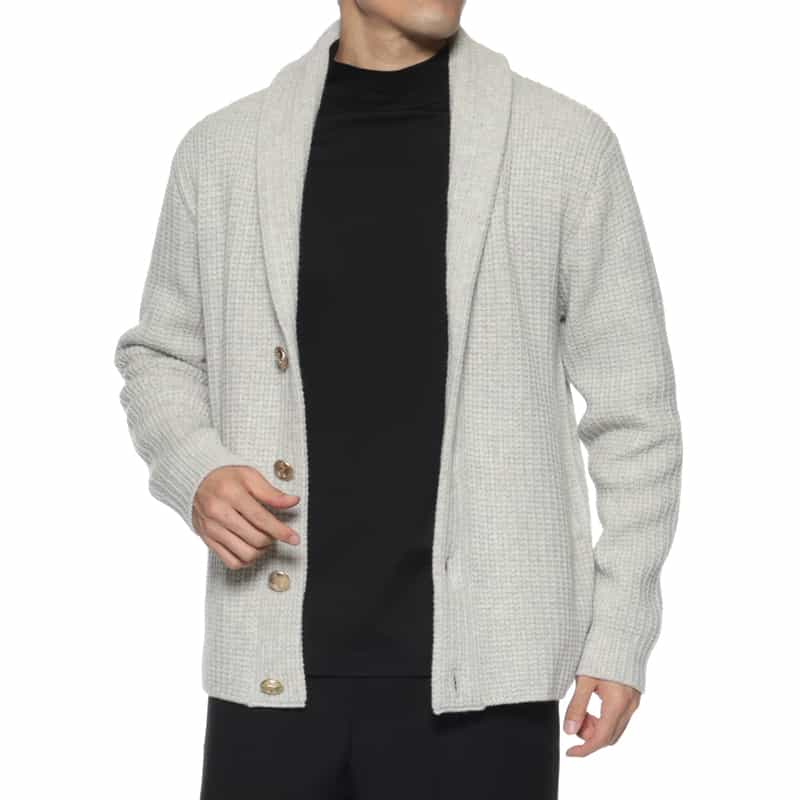 BARNEYS NEW YORK ショールカラーニットカーディガン LIGHT GRAY