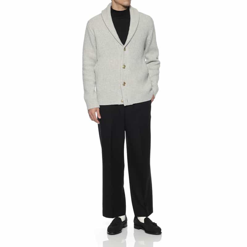 BARNEYS NEW YORK ショールカラーニットカーディガン LIGHT GRAY