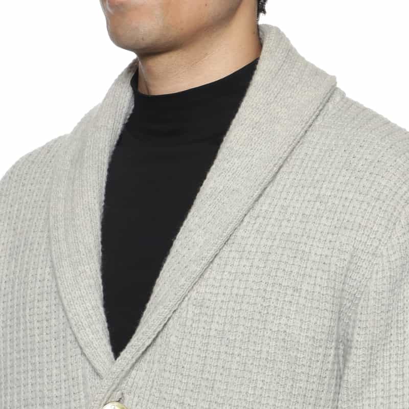 BARNEYS NEW YORK ショールカラーニットカーディガン LIGHT GRAY