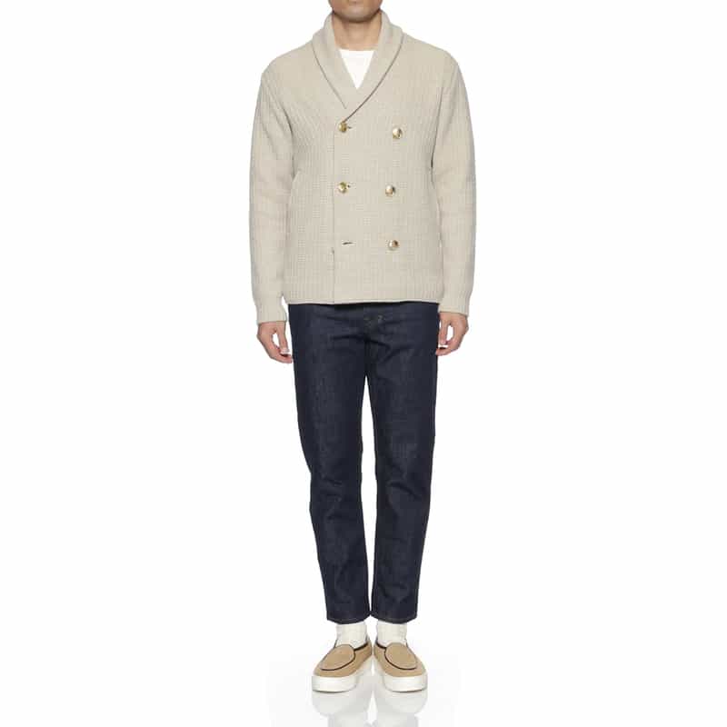 BARNEYS NEW YORK ダブルブレストニットカーディガン BEIGE