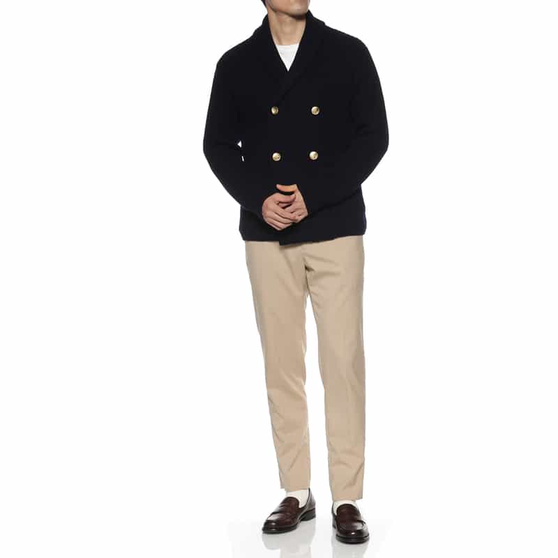BARNEYS NEW YORK ダブルブレストニットカーディガン NAVY