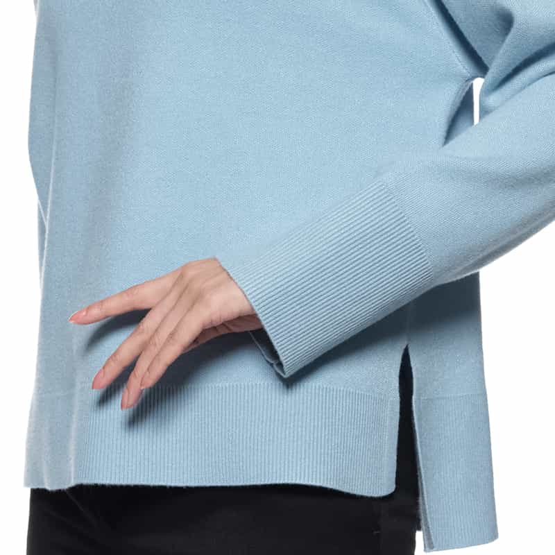 BARNEYS NEW YORK ウォッシャブル 2枚衿デザイン ニットプルオーバー LIGHT BLUE